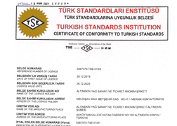 ALTINEKİN AYÇİÇEK TOHUMU KÜSPESİ ÜRÜN UYGUNLUK BELGESİ