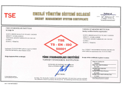 Çumra Şeker TSE - EN ISO 50001 Enerji Yönetim Sistemi Belgesi