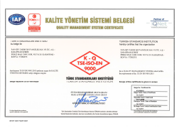ISO 9001 - Kalite Yönetim Sistemi Sertifikası