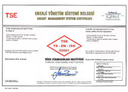 Çumra Şeker TSE - EN ISO 50001 Enerji Yönetim Sistemi Belgesi