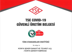 شهادة إنتاج كوفيد – 19 أمن وفقا لمؤسسة المعايير التركية