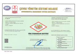 Çumra Şeker TS - EN - ISO 14001 Çevre Yönetim Sistemi Belgesi