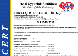 KONYA ŞEKER KASCERT HELAL UYGUNLUK BELGESİ