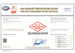 TSE ISO EN 22000 Gıda Güvenliği Yönetim Sistemi Belgesi