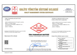 Çumra Şeker TSE EN ISO 9000 Kalite Yönetim Sistem Belgesi