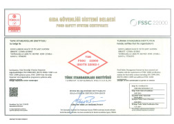 Çumra Şeker TSE - FSSC 22000 Gıda Güvenliği Yönetim Sistemi Belgesi