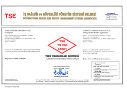 BİYOETANOL TESİSİ TSE ISO 45001 İSG YÖNETİM SİSTEMİ BELGESİ