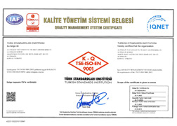 ALTINEKİN TS EN ISO 9001 KALİTE YÖNETİM SİSTEM BELGESİ
